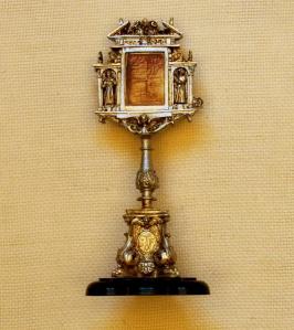 Reliquary of the Chartula resides in the Hall of Reliquaries at Assisi's Sacro Convento